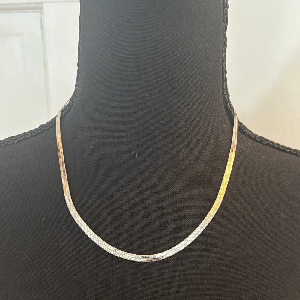 Sterling Forever Silver Herringbone Chain Necklace